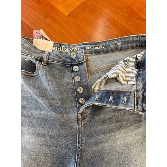 Vanilla Sky Distressed High Rise Straight Leg Ankle Jeans Size 30/11 NWT - Picture 4 of 6